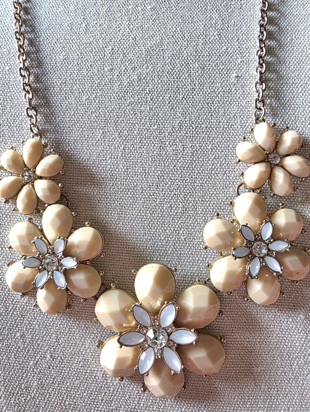 Vintage Rhinestone and Beaded Floral Necklace